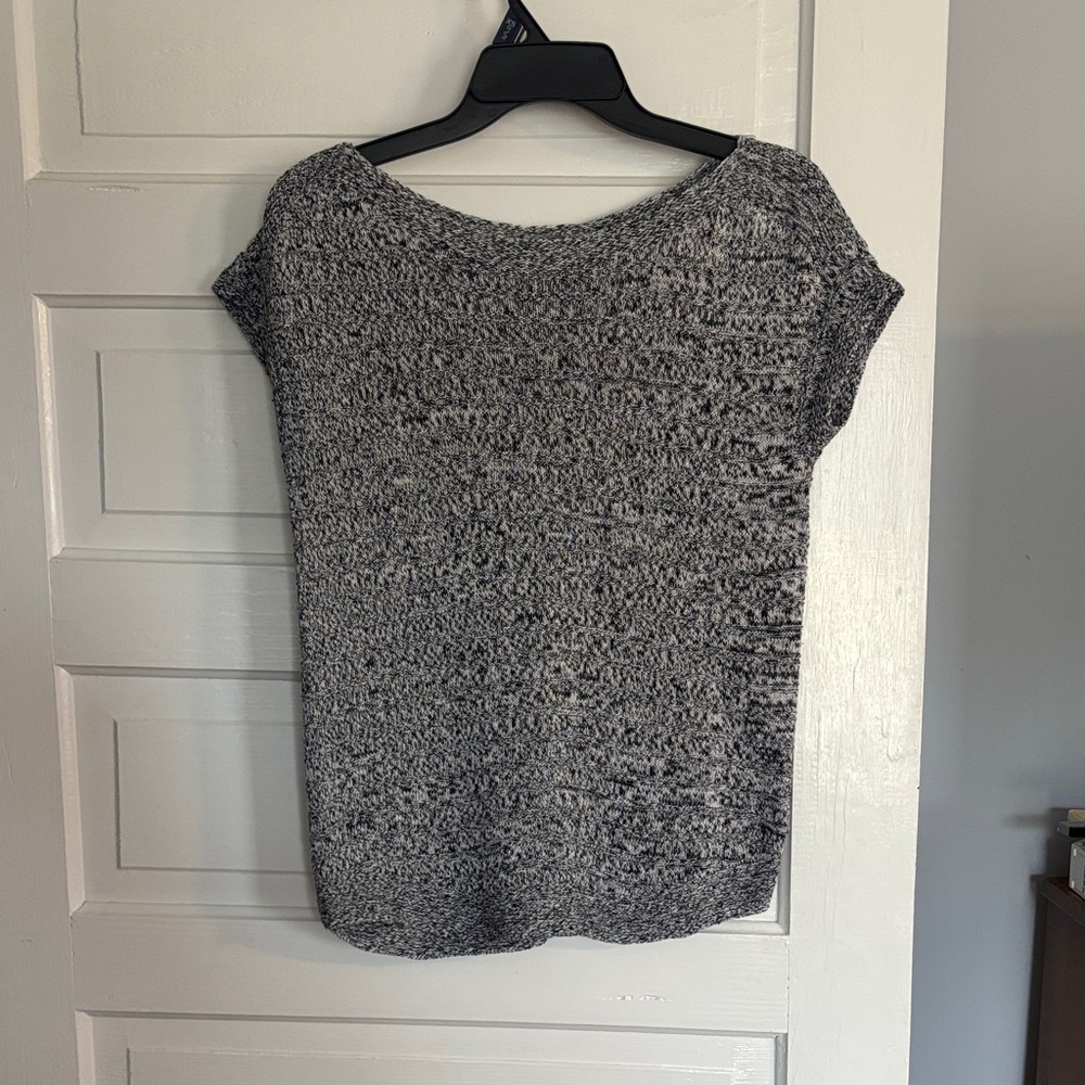 Talbots Gray Short Sleeve Linen Sweater Top